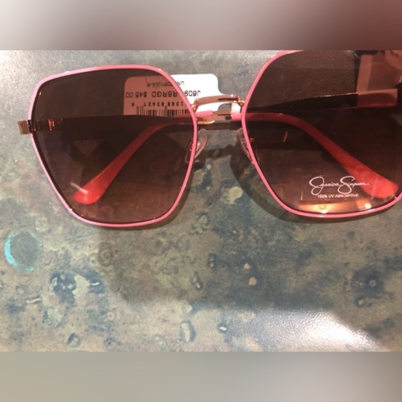 Jessica Simpson J6094 Modern pink Hexagonal Metal Sunglasses 100% UV‎ Protection main image 5